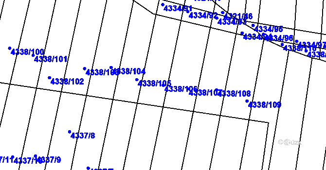 Parcela st. 4338/106 v KÚ Moravský Krumlov, Katastrální mapa