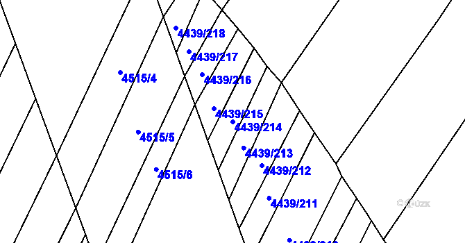 Parcela st. 4439/214 v KÚ Moravský Krumlov, Katastrální mapa