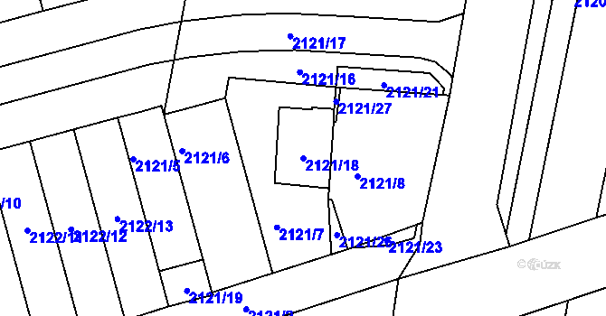 Parcela st. 2121/18 v KÚ Moravský Krumlov, Katastrální mapa