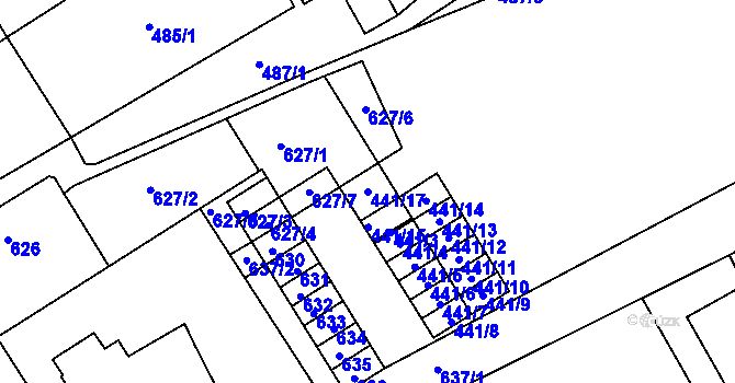 Parcela st. 441/17 v KÚ Moravský Krumlov, Katastrální mapa