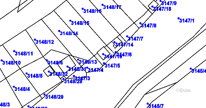Parcela st. 3147/19 v KÚ Moravský Krumlov, Katastrální mapa