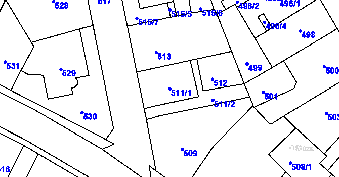 Parcela st. 511/1 v KÚ Moravský Krumlov, Katastrální mapa