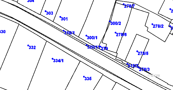 Parcela st. 320/11 v KÚ Moravský Krumlov, Katastrální mapa