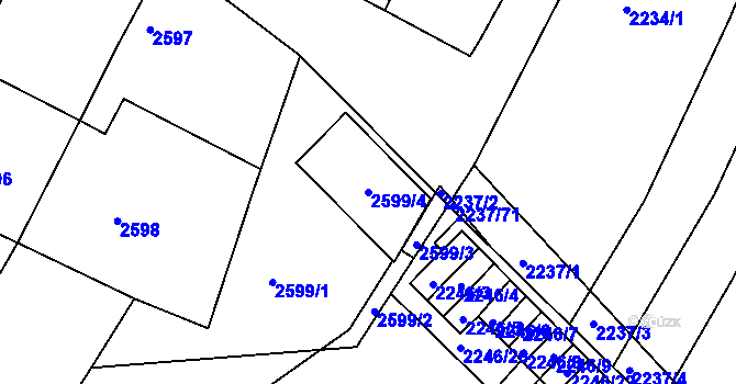 Parcela st. 2599/4 v KÚ Moravský Krumlov, Katastrální mapa