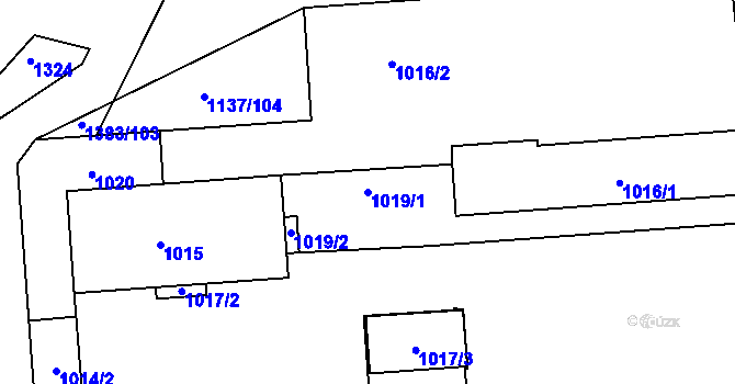 Parcela st. 1019/1 v KÚ Moravský Krumlov, Katastrální mapa