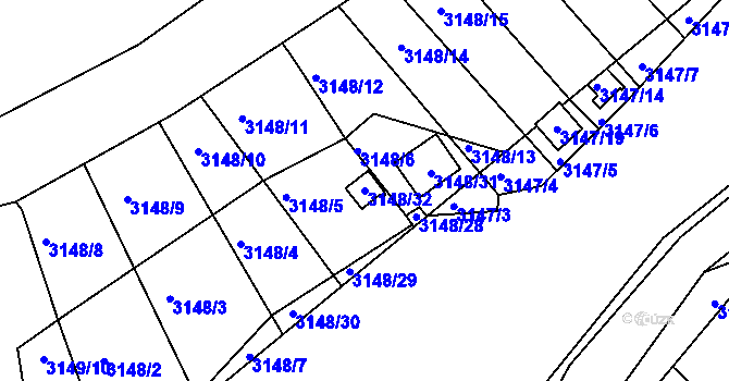Parcela st. 3148/32 v KÚ Moravský Krumlov, Katastrální mapa