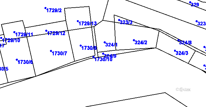 Parcela st. 324/9 v KÚ Moravský Krumlov, Katastrální mapa