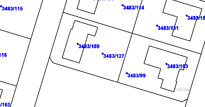 Parcela st. 3483/127 v KÚ Moravský Krumlov, Katastrální mapa