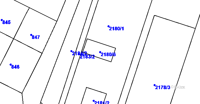 Parcela st. 2180/6 v KÚ Moravský Krumlov, Katastrální mapa