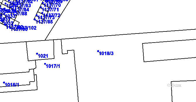 Parcela st. 1018/3 v KÚ Moravský Krumlov, Katastrální mapa