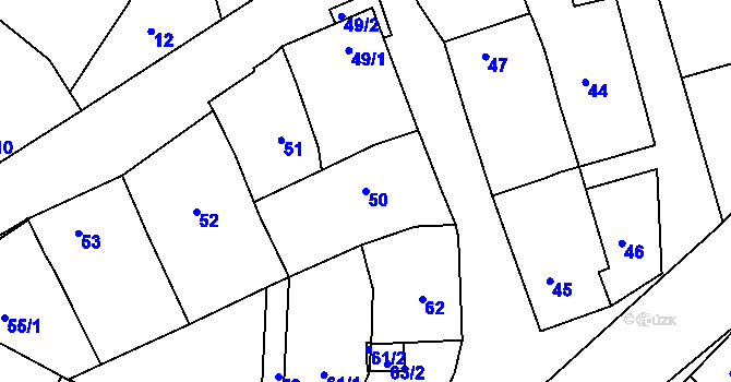 Parcela st. 50 v KÚ Rokytná, Katastrální mapa
