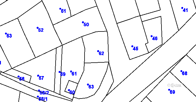 Parcela st. 62 v KÚ Rokytná, Katastrální mapa