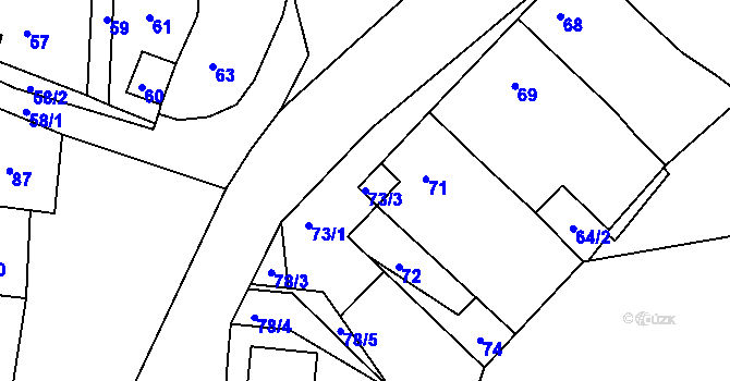 Parcela st. 73/3 v KÚ Rokytná, Katastrální mapa