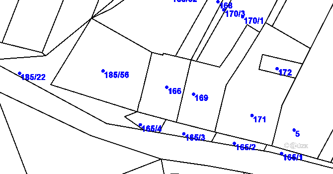 Parcela st. 166 v KÚ Rokytná, Katastrální mapa