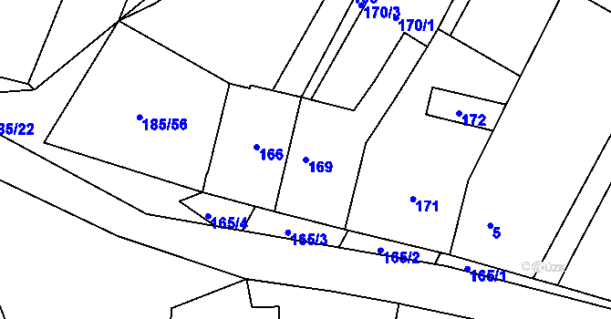 Parcela st. 169 v KÚ Rokytná, Katastrální mapa
