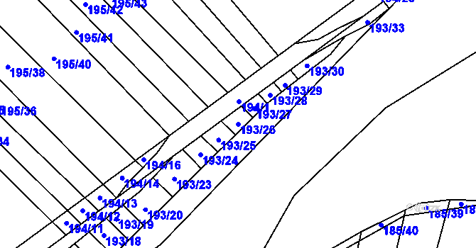 Parcela st. 193/26 v KÚ Rokytná, Katastrální mapa