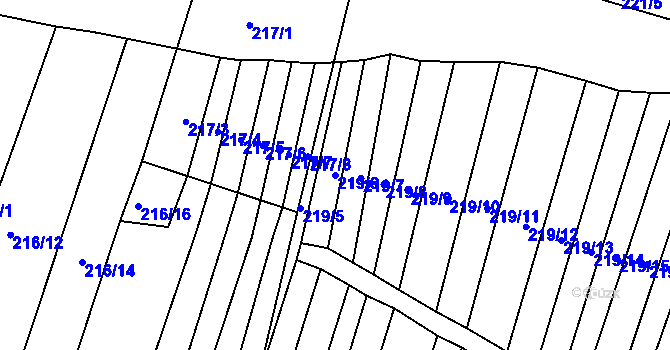 Parcela st. 219/6 v KÚ Rokytná, Katastrální mapa