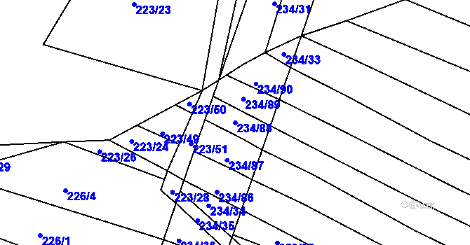 Parcela st. 234/88 v KÚ Rokytná, Katastrální mapa