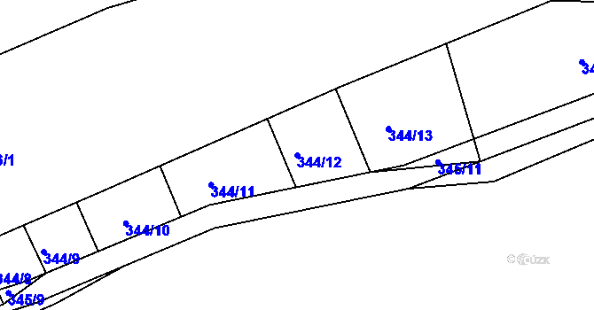 Parcela st. 344/12 v KÚ Rokytná, Katastrální mapa