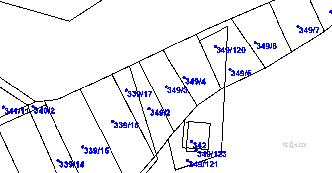 Parcela st. 349/3 v KÚ Rokytná, Katastrální mapa