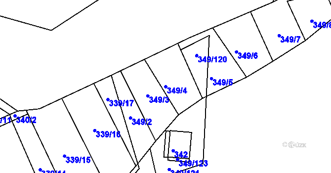 Parcela st. 349/4 v KÚ Rokytná, Katastrální mapa