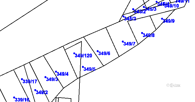Parcela st. 349/6 v KÚ Rokytná, Katastrální mapa