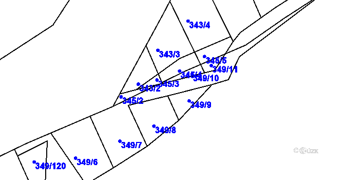 Parcela st. 349/12 v KÚ Rokytná, Katastrální mapa