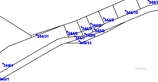 Parcela st. 349/13 v KÚ Rokytná, Katastrální mapa