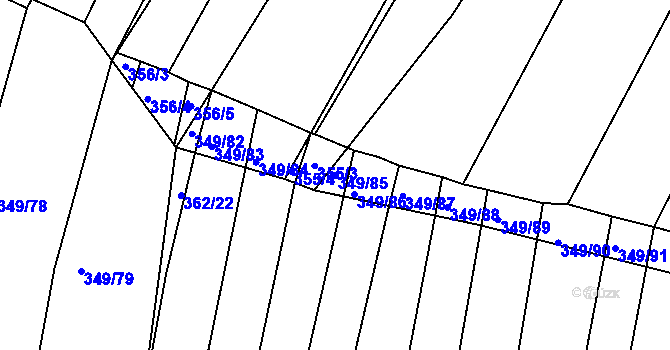 Parcela st. 349/85 v KÚ Rokytná, Katastrální mapa