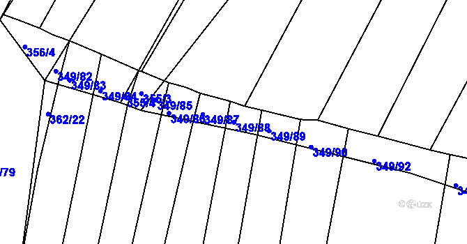 Parcela st. 349/88 v KÚ Rokytná, Katastrální mapa
