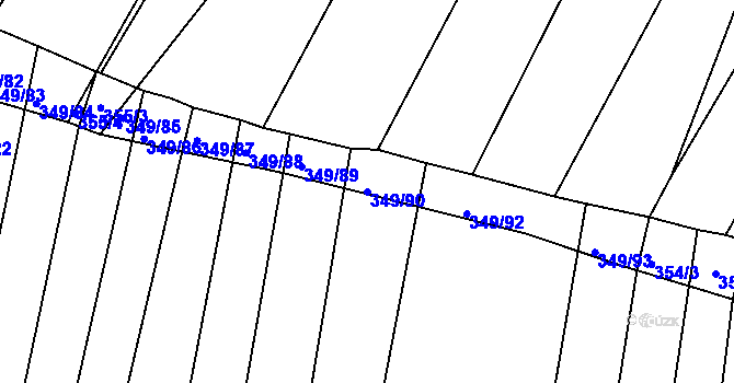 Parcela st. 349/90 v KÚ Rokytná, Katastrální mapa