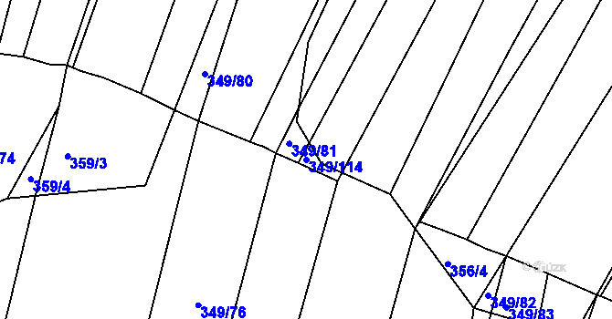 Parcela st. 349/114 v KÚ Rokytná, Katastrální mapa