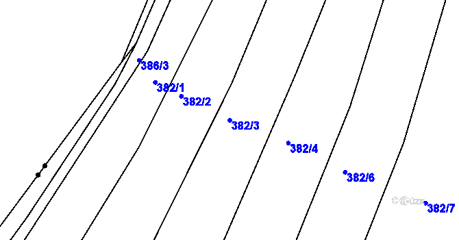 Parcela st. 382/3 v KÚ Rokytná, Katastrální mapa