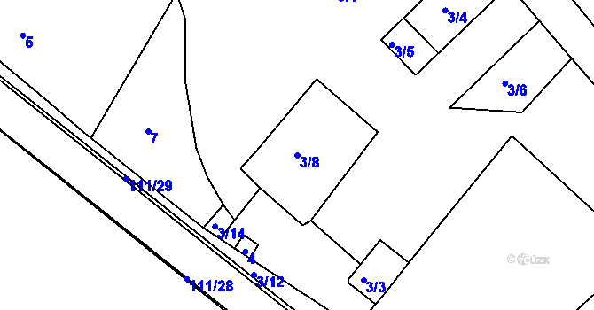 Parcela st. 3/8 v KÚ Moravský Písek, Katastrální mapa