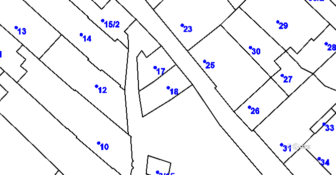 Parcela st. 18 v KÚ Moravský Písek, Katastrální mapa