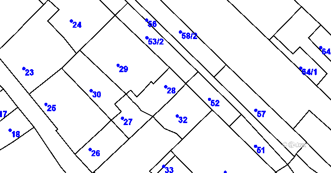 Parcela st. 28 v KÚ Moravský Písek, Katastrální mapa