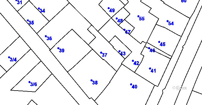 Parcela st. 37 v KÚ Moravský Písek, Katastrální mapa