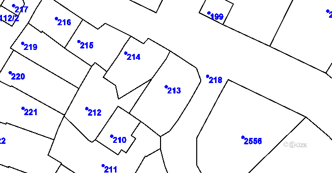Parcela st. 213 v KÚ Moravský Písek, Katastrální mapa