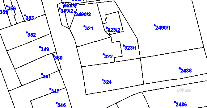 Parcela st. 322 v KÚ Moravský Písek, Katastrální mapa