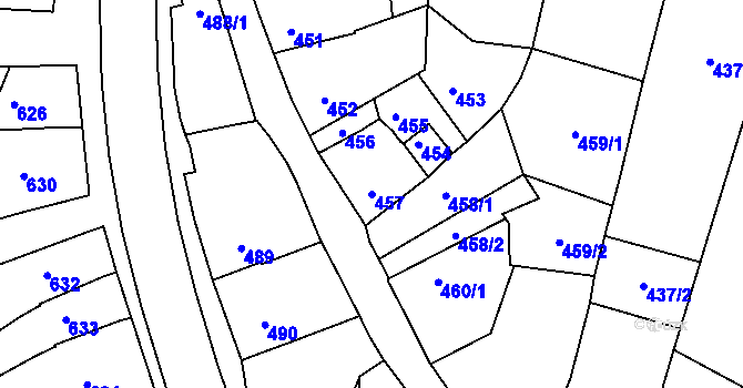 Parcela st. 457 v KÚ Moravský Písek, Katastrální mapa