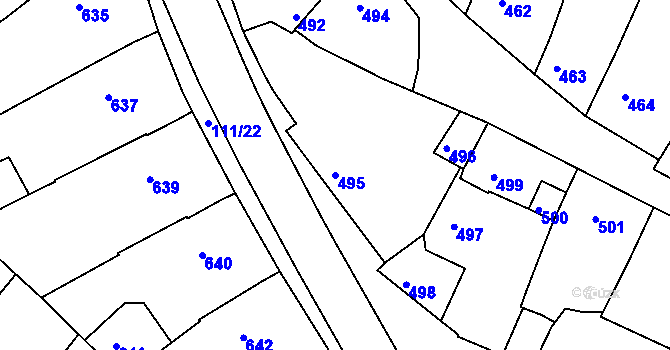 Parcela st. 495 v KÚ Moravský Písek, Katastrální mapa