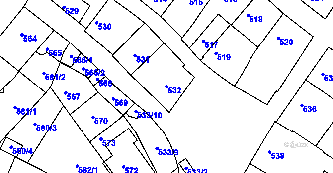 Parcela st. 532 v KÚ Moravský Písek, Katastrální mapa
