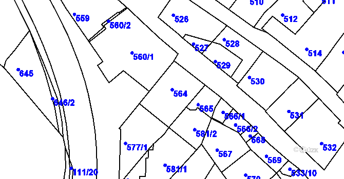 Parcela st. 564 v KÚ Moravský Písek, Katastrální mapa