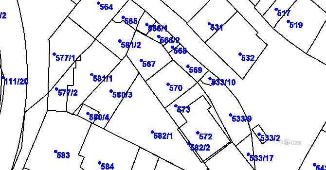 Parcela st. 570 v KÚ Moravský Písek, Katastrální mapa