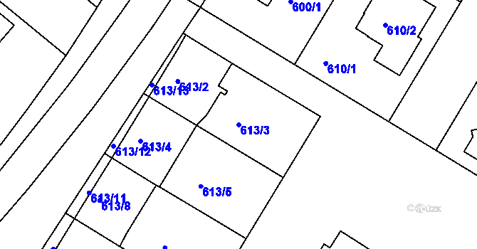 Parcela st. 613/3 v KÚ Moravský Písek, Katastrální mapa