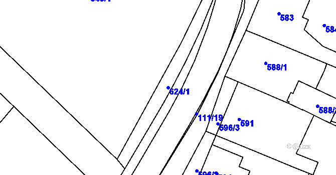 Parcela st. 624/1 v KÚ Moravský Písek, Katastrální mapa
