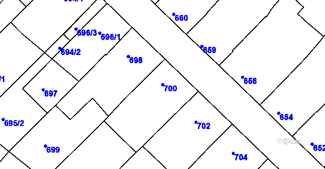 Parcela st. 700 v KÚ Moravský Písek, Katastrální mapa