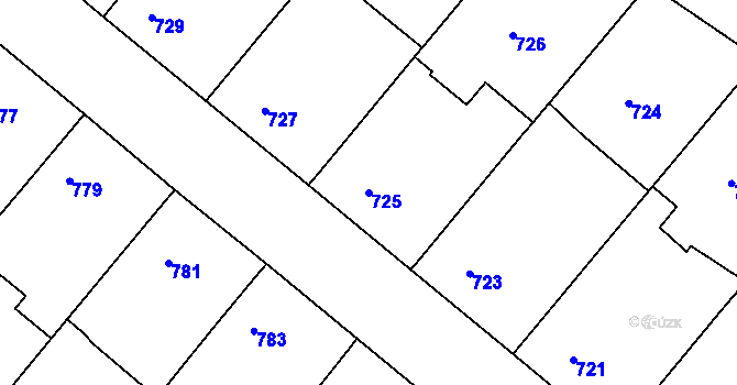 Parcela st. 725 v KÚ Moravský Písek, Katastrální mapa