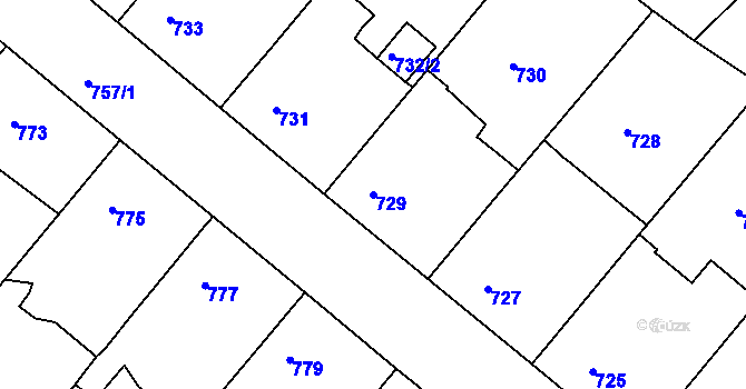 Parcela st. 729 v KÚ Moravský Písek, Katastrální mapa