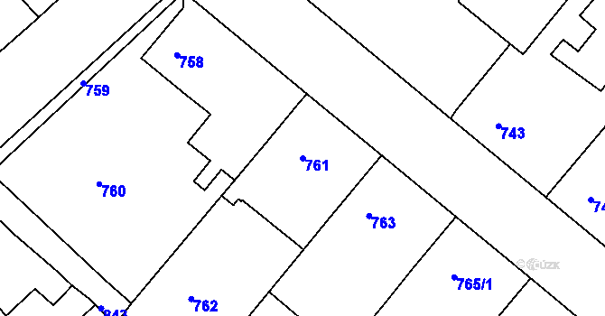 Parcela st. 761 v KÚ Moravský Písek, Katastrální mapa